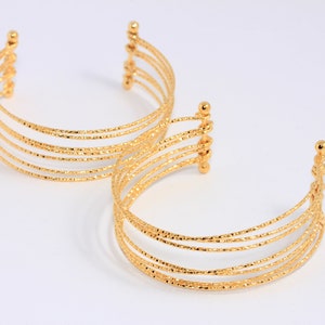 24k Shiny Gold Plated Wire Bracelet, Open Cuff Bracelet, Bracelet Bangle, Wide Multi Wire Bracelet, Gold Plated Findings, MBGCHK235-5
