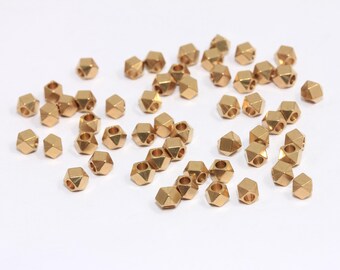 4mm Raw Brass Faceted Cube Beads, Brass Bracelet Charms, Spacer Beads, Faceted Cube Charms, Macrame Beads, Raw Brass Findings, MBGCLO45