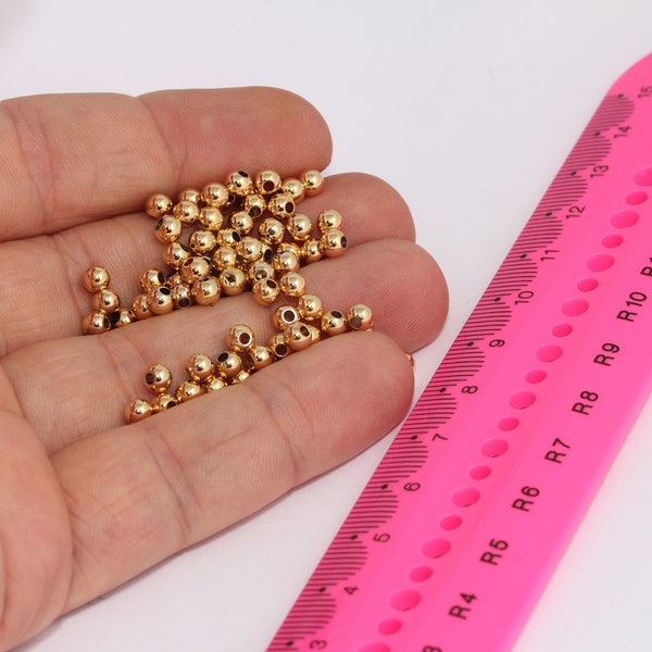 4mm 24k Shiny Gold Beads, Spacer Beads, Hollow Beads, Bracelet Beads, Ball Beads, Gold Plated Findings,  MBGBRT542
