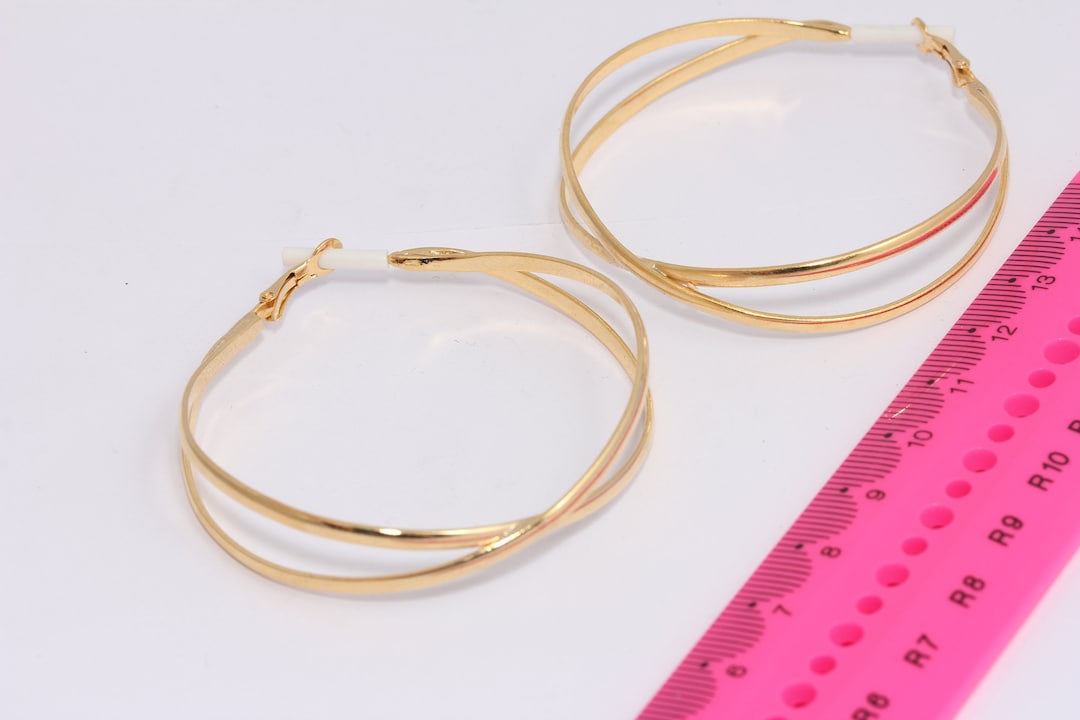 Orecchini Pendenti TOFBS A Doppio Cerchio Intrecciato – Zirconi Colorati Arcobaleno Con Placcatura Oro - 3