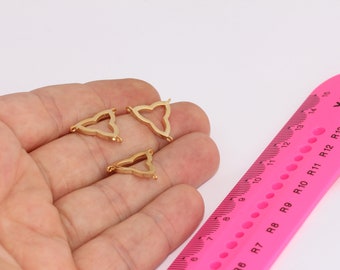 Shiny Gold Triangle Charms, Triangle Connector, Flower Charms, Connector Charms, 3 Hole Charms  MBGBRT572