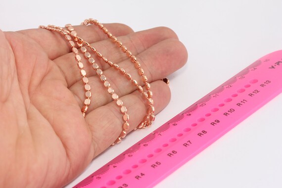 3mm Rose Gold Cube Chain, Square Ball Chains, Tiny Gold Chain, Dainty Choker Chain, Beaded Chains, Rose Gold Plated Chains, MBGBXB58