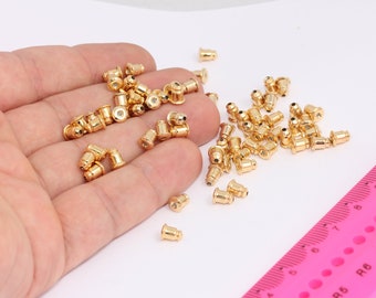 5x6mm 24k Shiny Gold Earring Backs, Earring Stoppers, Earring Nuts, Earring Posts, Jewelry Findings,   MBGCHK578