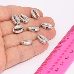 10x15mm Silver Plated Cowrie, Cowrie Charms, Cowrie Shell Pendant, Cowrie Necklace, Small Silver Cowrie, Boho Charms, Charms,  MBGBRT232