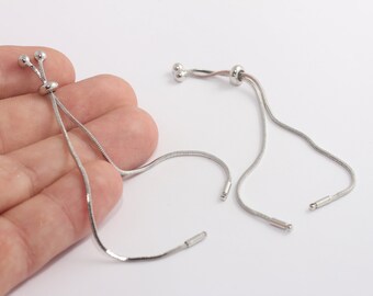 7" Rhodium Plated Adjustable Bracelet, Sliding Adjustable Bracelet, Chain Bracelet, Half-finished Bracelet, Adjustable Connector MBGBLK6