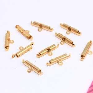 15 mm ovala krympklämmor i 24k glänsande guld, rörkopplingsspänne, ovala spännen, bandklor, ändlock, guldpläterade detaljer, MBGBRT175