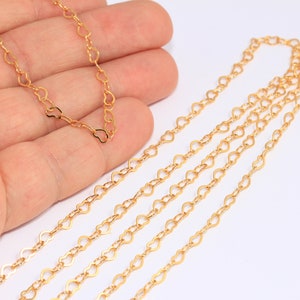 4x6mm 24k Shiny Gold Heart Chain, Heart Shaped Link Chains, Gold Soldered Chains, Bulk Lot Chain, Gold Plated Chains, MBGBXB262-1