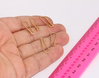 8x19mm 24k Shiny Gold Ear Wires, Gold Fish Hooks,  Earring Settings, Gold Plated Earring Supplies, MBGCMR109