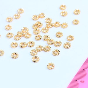 5mm 24k Shiny Gold Rondelle Beads, Spacer Beads, Leather Cord Bracelet Charms, Braided Spacer Beads, Gold Plated Findings, MBGMTE475