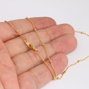 1mm 24k Shiny Gold Plated Ball Necklace, Finished Ball Chain Necklace, MBGBXB395-15