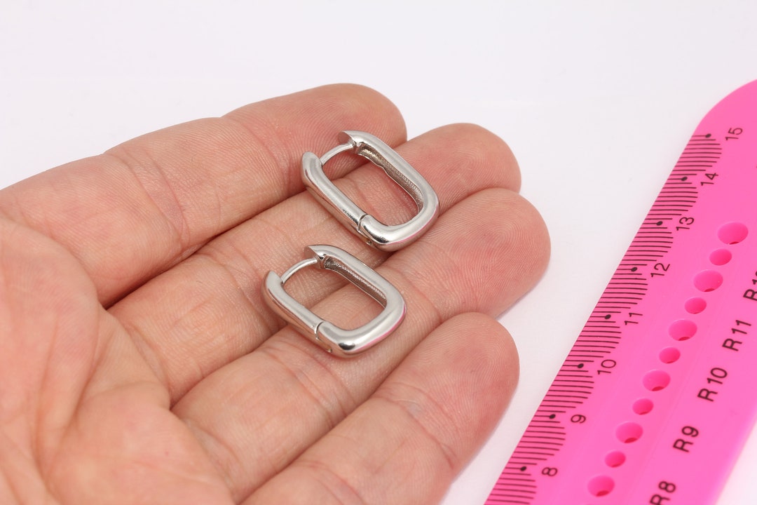 15x20mm Rhodium Plated Oval Earrings, Silver Oval MBGMLS1036
