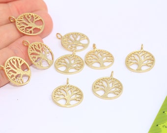 18x23mm Raw Brass Plated Tree Of Life, Tree Of Life Pendant, Yoga Pendant, Flower Of Life, Yoga Charms, Raw Brass Findings, MBGXP472