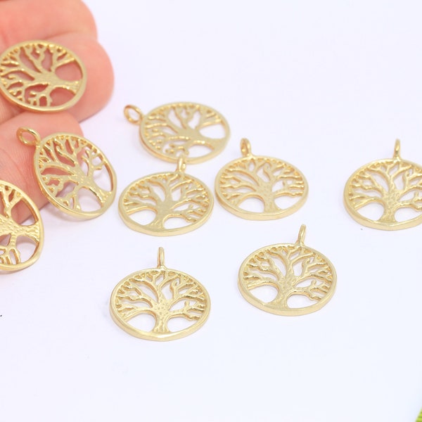 18x23mm Raw Brass Plated Tree Of Life, Tree Of Life Pendant, Yoga Pendant, Flower Of Life, Yoga Charms, Raw Brass Findings, MBGXP472