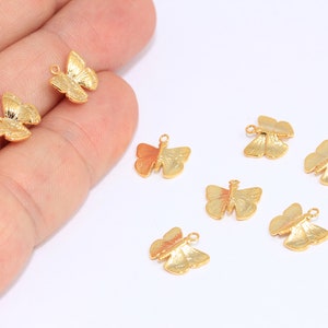 16x13mm 24k Shiny Gold Butterfly Charms, Butterfly Pendant, Mini Charm, Bracelet Charms, Butterfly Beads, Gold Plated Charms, MBGMLS869-2