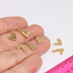 9x12mm 24k Shiny Gold Heart Charms, Collana d'amore, Mini cuore, Ciondolo cuore collana, Risultati placcati oro, MBGMLS934 immagine 2