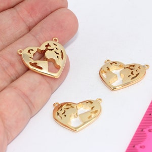 21x24mm 24k Shiny Gold Heart Map Charms, World Map Pendant, Gold Heart Map, Dainty Pendant, Continents, Gold Plated Findings, MBGMTE1189