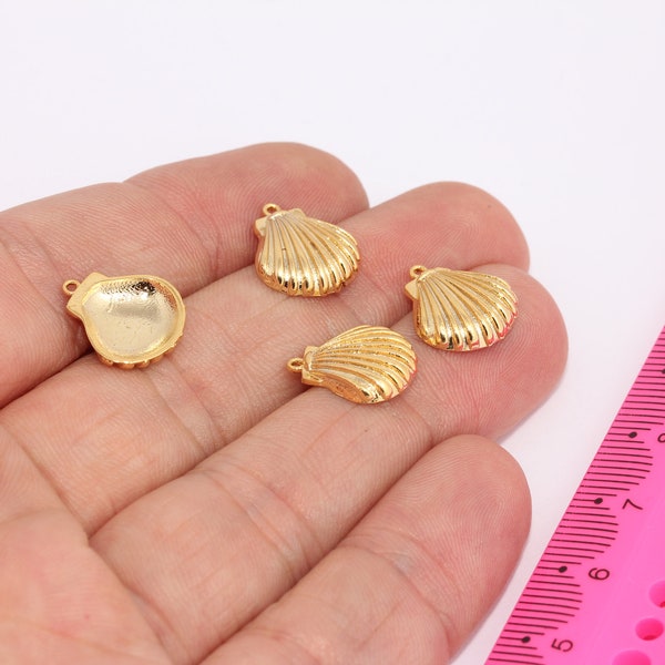 Shiny Gold Plated  Sea Shell Charm, Seashell Beads, Seashell Pendant, Summer Charms, Beach Jewelry Pendant, Gold Plated Charms,,  MBGSLM323