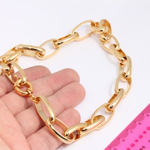 24k Shiny Gold Plated Necklace, Ready Made Necklace, Finished Necklace, Large Oval Link Chain, Soldered Chain, Gold Plated   MBGCHK462-1