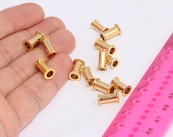 24k Shiny Gold Plated Tubes, Bead Core, Inner 4mm, Channel Bead Cores, Gold Tube Beads, Bracelet Tubes, Gold Plated Findings, MBGAE122