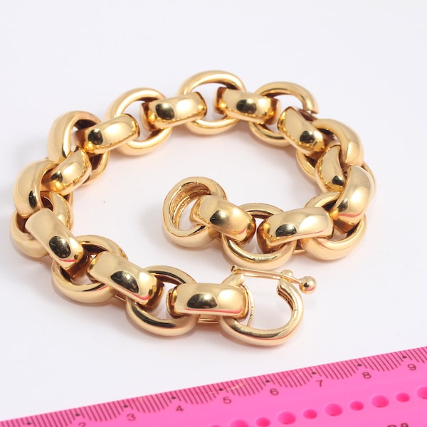 24k Shiny Gold Rolo Necklace, Paperclip Necklace, Thick Bracelet, Rolo Chain Necklace, Adjustable Gold Chain, Necklace ,  MBGBLK11-3