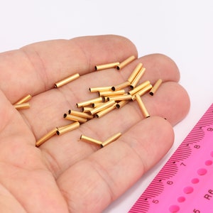 Tubi distanziatori oro opaco 2x10mm, perline tubo, tubi tondi, perline tubo distanziatore, tubi tondi, perline oro, placcato oro MBGBRT480
