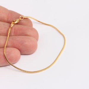 1,2mm 24k Shiny Gold Plated Snake Bracelet, Tiny Snake Bracelets, MBGBXB395-115