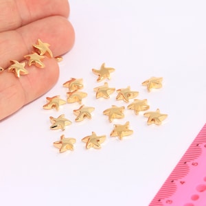 8mm 24k Shiny Gold Starfish Beads, Starfish Charms, Sea Animals, Starfish Pendant, Necklace Charms, Gold Plated Findings, MBGSLM885