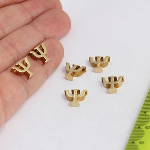 9 x 10 mm Rohmessing Psi Buchstabe, Psi Buchstabe, griechische Buchstaben, Psi Schmuck, griechisches Alphabet, Psi Charm, Rohmessing Buchstaben, MBGSOM258-3