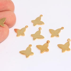 12mm 24k Shiny Gold Butterfly Charms, Butterfly Pendant, Dainty Charms, Necklace Charm, Bracelet Charms, Gold Plated Findings, MBGBRT752