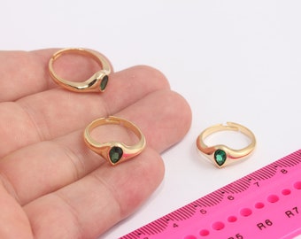 16-17mm 24k Shiny Gold Micro Pave Rings, CZ Dainty Stacking Rings, Tiny Rings, Adjustable Rings, MBGMLS859