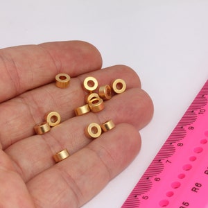 6mm 24K Matt Gold Spacer Beads, Gold Spacers, Rondelle Beads, Round Brass Beads, Connector Beads, Gold Plated  MBGBRT393