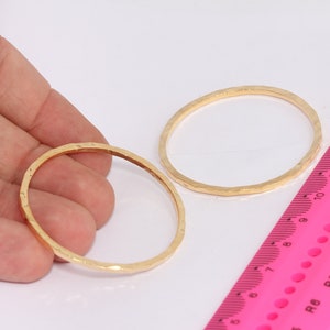 45mm 24k Shiny Gold  Ring,  Gold Hoop Connector, Hammered  Rings, Gold Plated Findings, MBGXP427