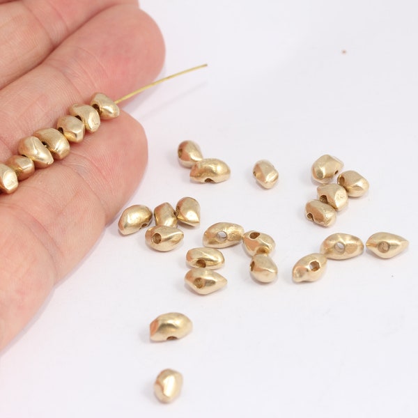 Perles d'espacement en laiton brut 4x7mm, perles de forme irrégulière, MBGKDR155