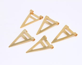 17x25mm 24k Shiny Gold Plated Triangle Pendant, Geometric Pendant, Chevron Charms, Outline Triangle, Gold Plated Findings, MBGBRT523