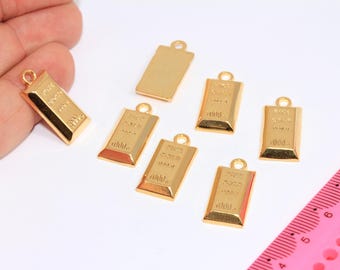金メッキレプリカ 純金インゴットバーペンダント、22 mm メタル