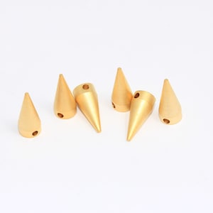 7x16mm 24k Matt Gold Plated Spike Pendant, Cone Spike Beads, Men&#39;s Bracelet Charms, Spike Necklace, Gold Plated Findings, MBGBRT365