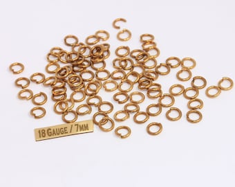 7mm 18 Gauge Raw Brass Jump Rings, Brass Connector, Open Jump Rings, Strong Jump Rings, Bulk Jump Rings, Jewelry Making Supplies, MBGHLS11
