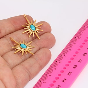 25x32mm 24k Shiny Gold North Star Charm, Turquoise North Star, North Star Necklace, Gold North Star, Star Pendant,   MBGBRT811