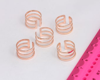 16mmローズゴールドメッキリングセッティング、ワイドリング、調節可能リング、スタッキングリング、ステートメントリング、ローズゴールドメッキ金具、MBGCHK203-2