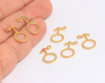 10x22mm 24k Shiny Gold Gender Sign Symbol Pendants, Gold Male Symbol Charms, Mars Symbol Charm, Gold Plated Findings, MBGMTE136