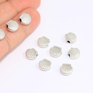 8 mm Antik Silber überzogene Muschel Charme, Muschel Schiebe Perlen, Meerestier Perlen, Strand Schmuck Charme, versilbert Zubehör, MBGROSE436