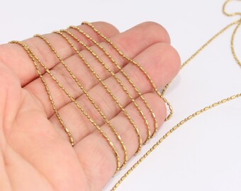 1,2mm Raw Brass Ball Chain, Tiny Brass Ball Beaded Chain, NTR, MBGKPT3-1