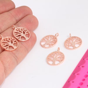 18x23mm Rose Gold Plated Tree Of Life, Tree Of Life Pendant, Yoga Pendant, Flower Of Life, Yoga Charms, Rose Gold Plated Findings, MBGMTE668
