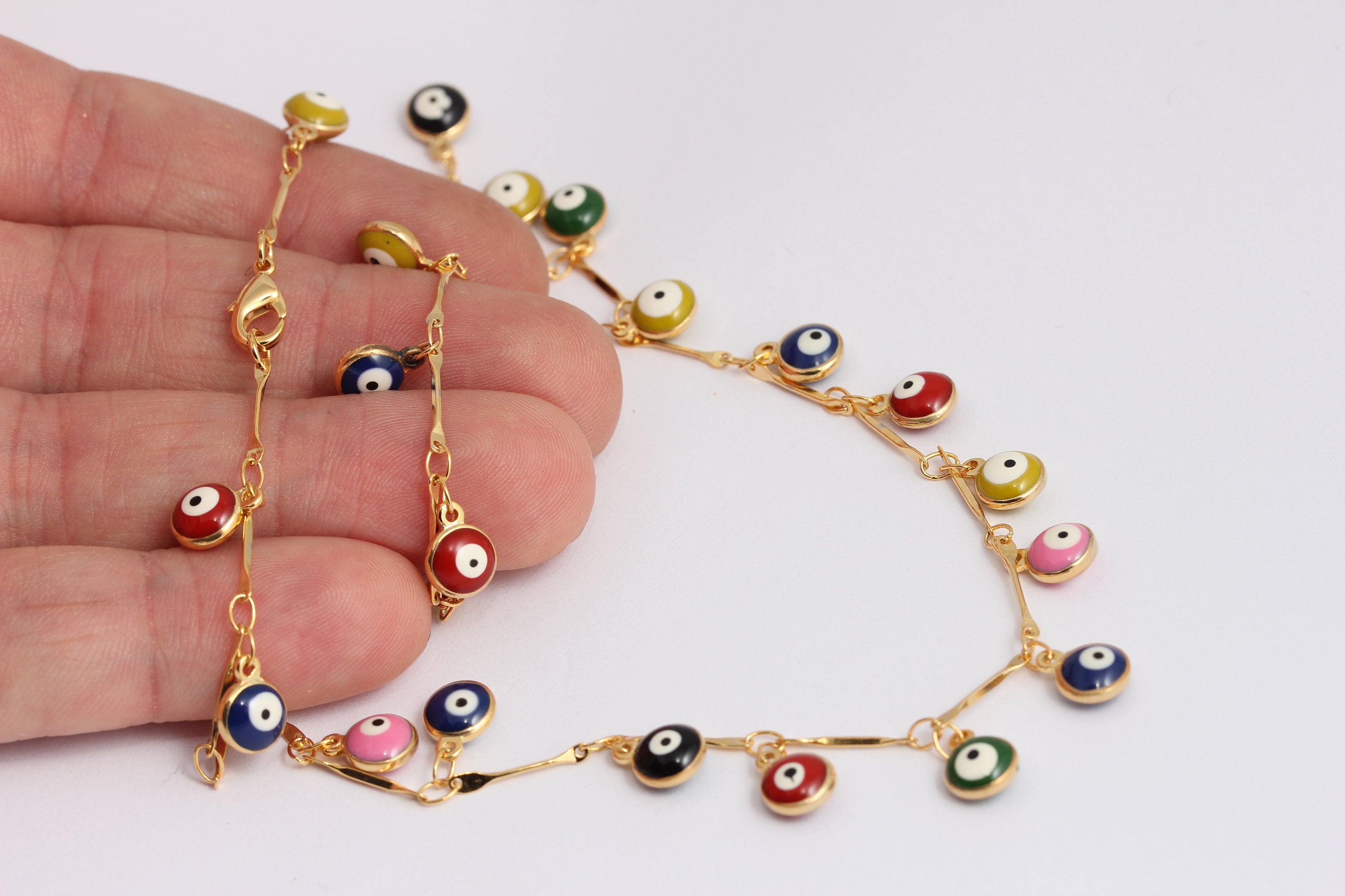 Bracciale di collana di occhiali malvagia turca - perle blu per perle