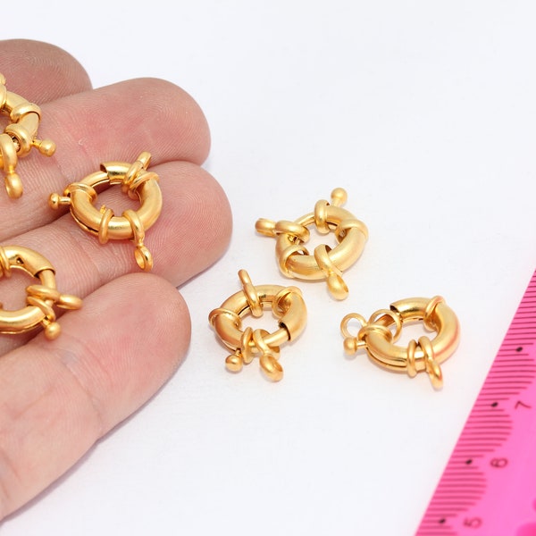13mm 24k Matt Gold  Plated Spring Clasp, Round Gold Clasp, High Quality Clasp, Lobster Clasp, Gold Plated Findings,   MBGMTE1104