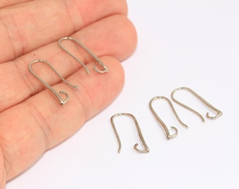 7x20mm Rhodium Plated Earring Hooks, Fish Hooks, Ear Wires, French Hook Earrings, Silver Plated Earrings, Earring Findings, MBGMLS973