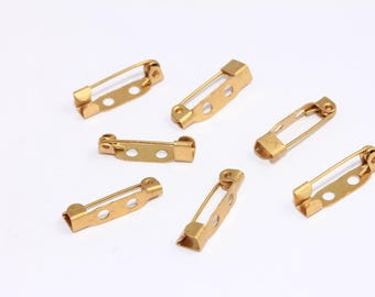 8 x 32 mm 真鍮製安全ピンチャーム、真鍮製安全ピンペンダント、安全