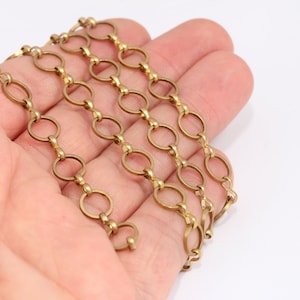 8mm Raw Brass Link Chains, Brass Round Link Chains, Bulk Lot Chain, Raw Brass Findings, ntx, MBGKPT2-1