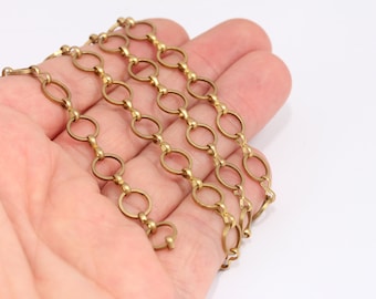 8mm Raw Brass Link Chains, Brass Round Link Chains, Bulk Lot Chain, Raw Brass Findings, ntx, MBGKPT2-1