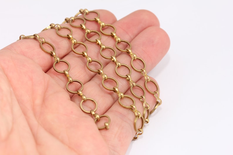 8mm Raw Brass Link Chains, Brass Round Link Chains, MBGKPT2-1 image 1